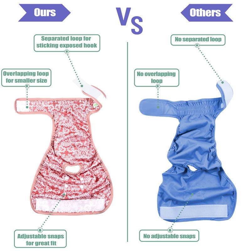 wegreeco Luxury Washable Reusable Dog Diapers (Stylish Pattern) - Female Dog Diapers, Doggie Diapers, 3 Pack (Lace, Large) - Image 3