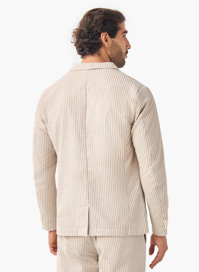 ايكونيك بليزر مخطط أيقوني بنقشة السيرساكر وياقة مشقوقة - Image 3