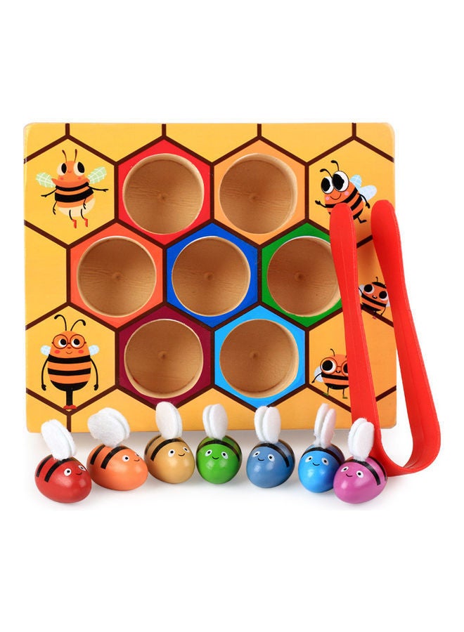 NIBEMINENT Wooden Early Educational Kids Cognitive Toy Beehive Game Multicolour 16.5x13.8x4cm - Image 1