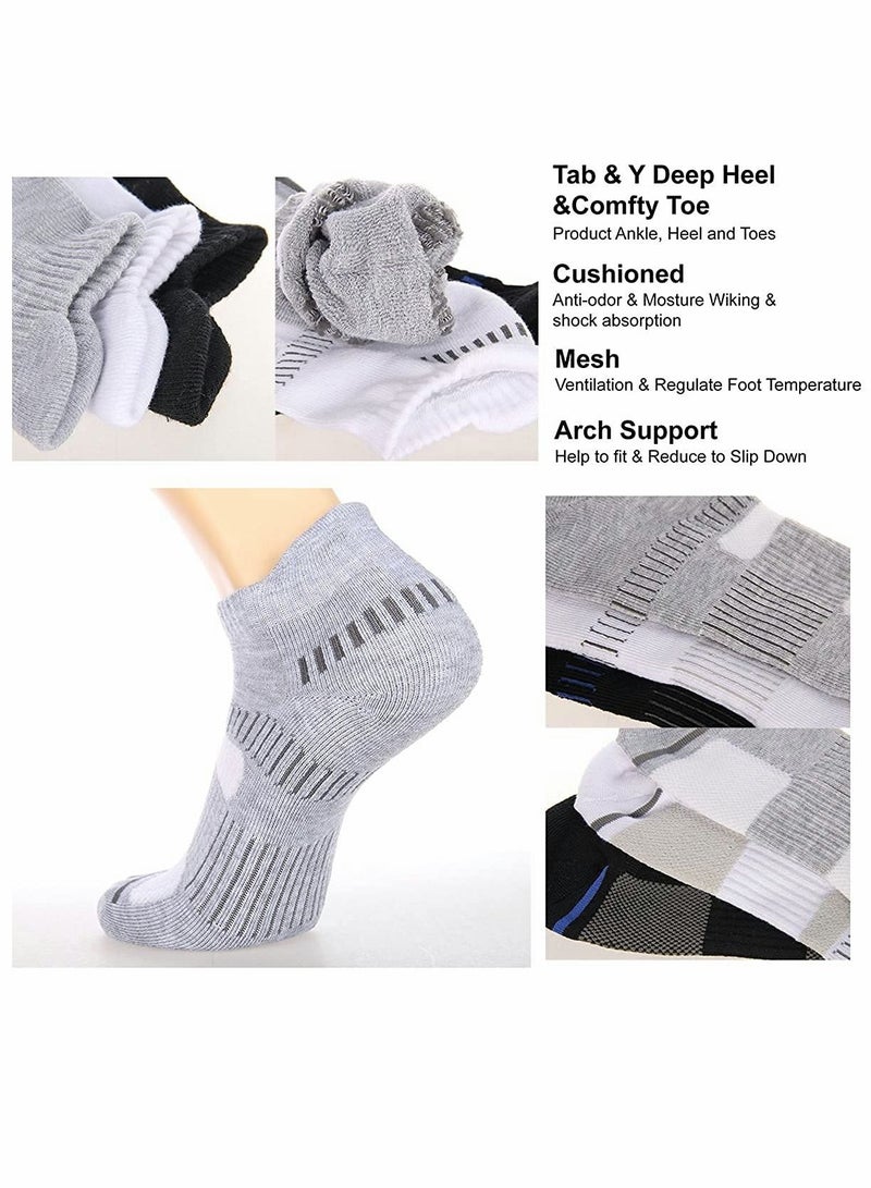 SYOSI Mens Ankle Socks，Low Cut Athletic Tab Socks for Men Sport Comfort Cushion Athletic Cushioned Breathable Low Cut Tab (6 Pairs，White） - Image 2