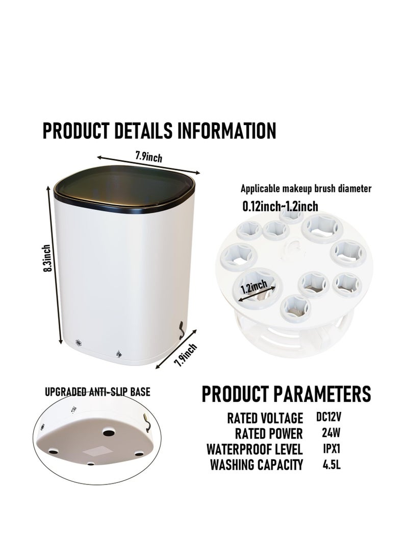 Electric Makeup Brush Cleaner Machine, Makeup Brush Cleaner with Ozone Cleaning, with Unique Brush holder＆Splash Proof Cover, Quick Wash & Dry, for All Size Beauty Makeup Brush Set - Image 4