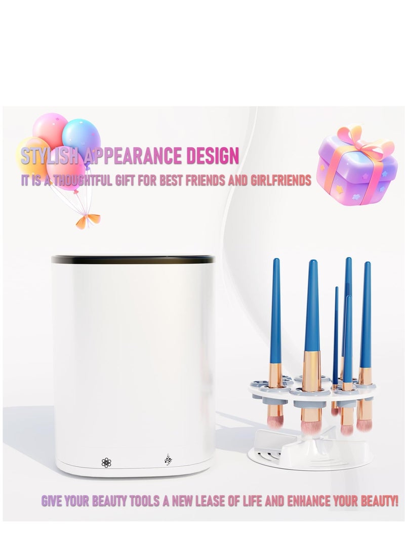 Electric Makeup Brush Cleaner Machine, Makeup Brush Cleaner with Ozone Cleaning, with Unique Brush holder＆Splash Proof Cover, Quick Wash & Dry, for All Size Beauty Makeup Brush Set - Image 5