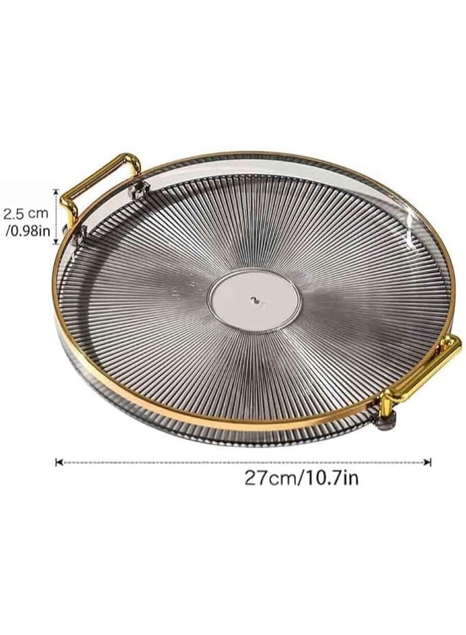 DUNISO Serving Trays with Handles，Fruit Tray，Home Decorative Coffee Table Round Tray，Sturdy and Durable，for Bedroom, Bedside Table, Dresser,Living Room, Dining Room，Grey - Image 2