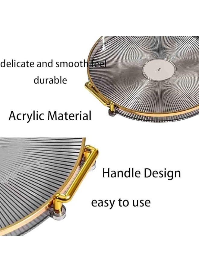 DUNISO Serving Trays with Handles，Fruit Tray，Home Decorative Coffee Table Round Tray，Sturdy and Durable，for Bedroom, Bedside Table, Dresser,Living Room, Dining Room，Grey - Image 3