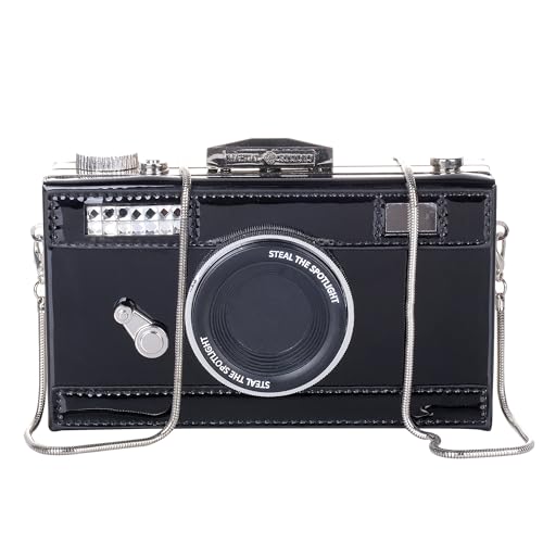 QZUnique Women's PU Film Camera Shaped Snapshot Casual Cross body Shoulder Handbag Purse - Image 1