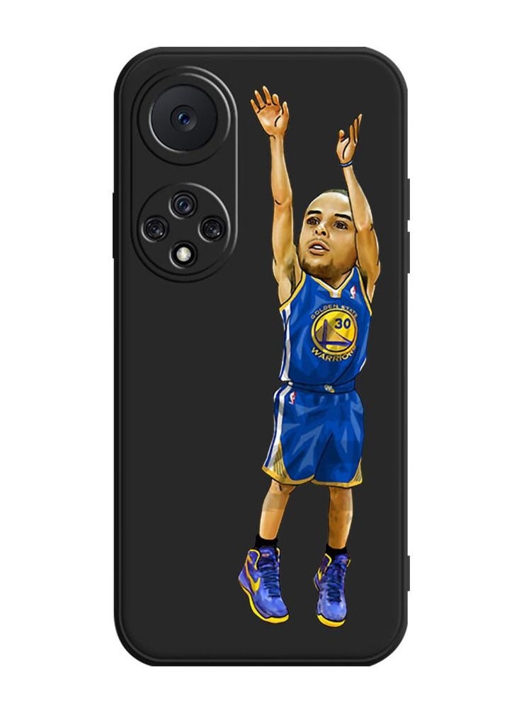 Color Fans Mobile Phone Case For Huawei Nova 9 Stephen Curry Basketball New Black Liquid Silicone Gel Skin Friendly Feel Straight Edge Nova Men's All Inclusive Fall Proof Advanced Soft Shell 