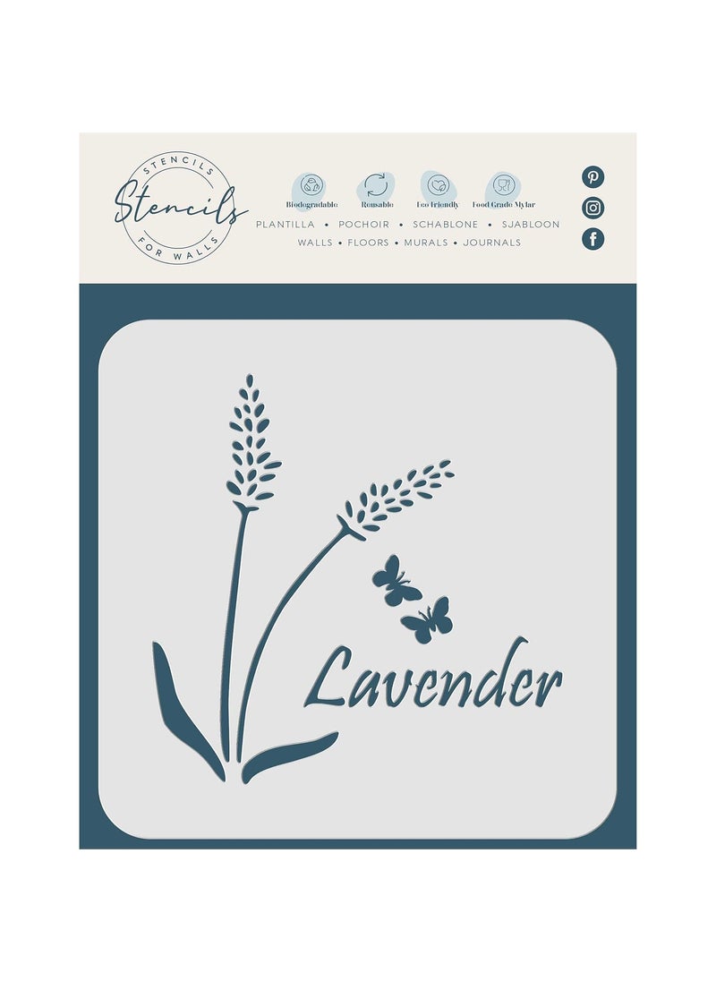 Usnyabni Stencils for Walls: Lavender Stencil, 3 x 3 inch (S) - Vintage Floral Flower Herb Word Stencils for Painting Template  - Image 2