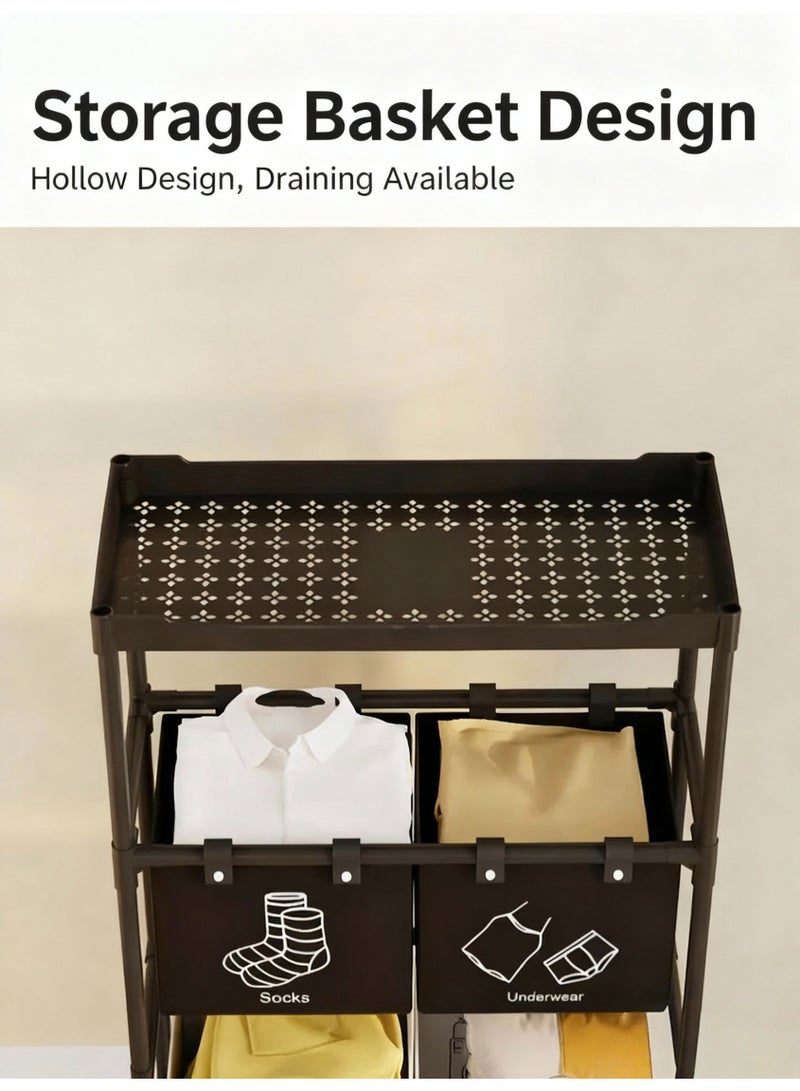 3 Layers Large Capacity Laundry Sorter with Wheels & 4 Removable Bags | Wear - Resistant Waterproof Dirty Clothes Hamper for Home - Image 2