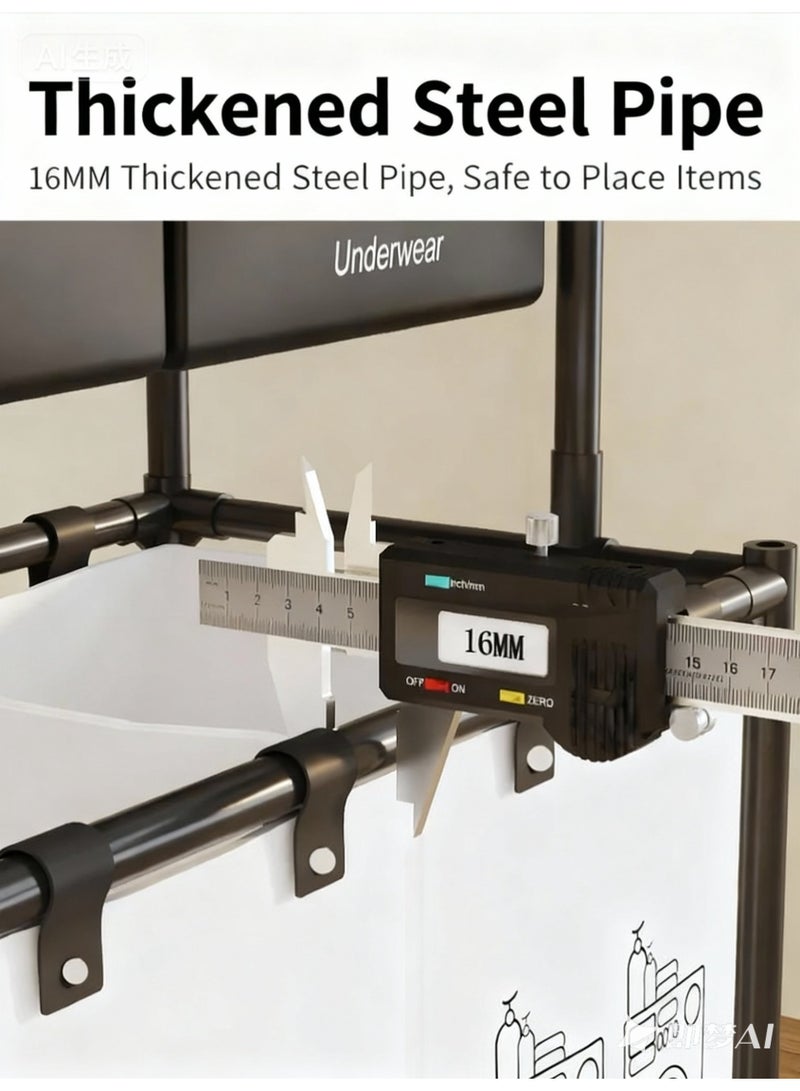 3 Layers Large Capacity Laundry Sorter with Wheels & 4 Removable Bags | Wear - Resistant Waterproof Dirty Clothes Hamper for Home - Image 4