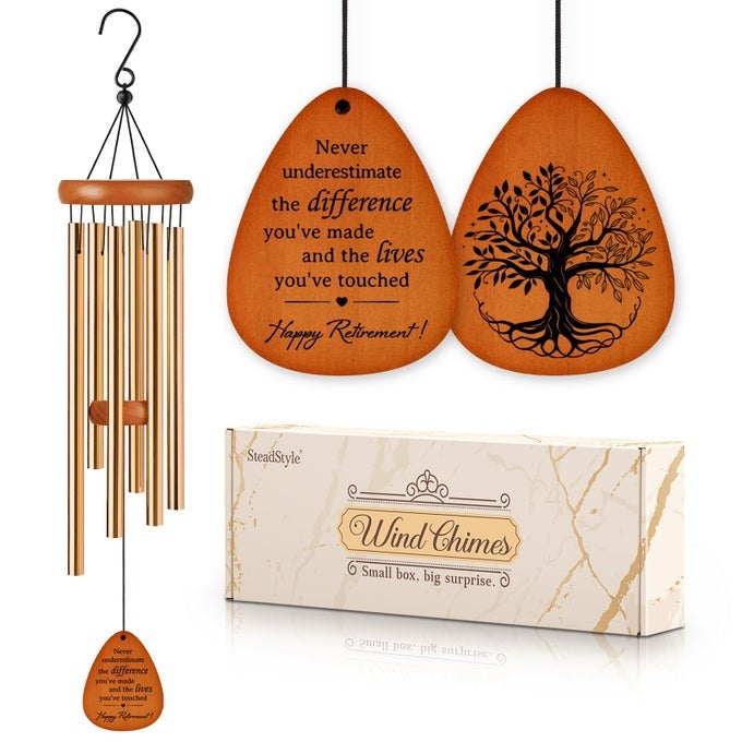 Retirement Gifts Wind Chime Retirement Gift for Woman Men Happy Retirement Gifts for Coworker Nurse Veterans Teacher Boss