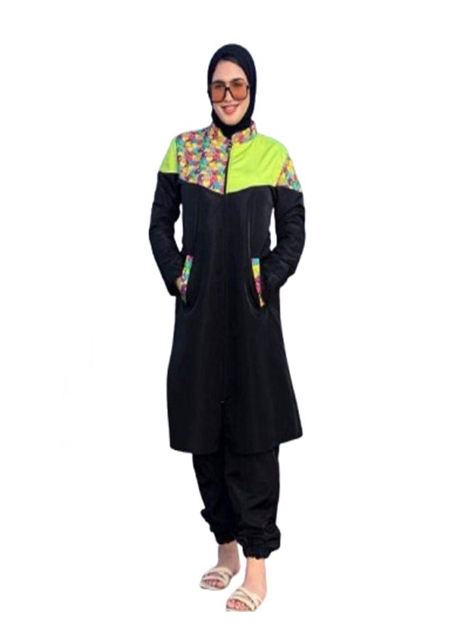 مايوه تونيك طويل بوركيني محجبات - فسفوري  - Image 1