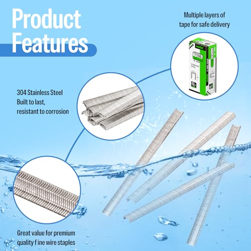 meite 71/06 22 Gauge 304 Stainless Steel Upholstery Staples, 3/8-Inch Crown with 1/4-Inch Leg Length, Heavy Duty Staples for Construction, Furniture, Crafts & DIY Projects (1 Box) - Image 4