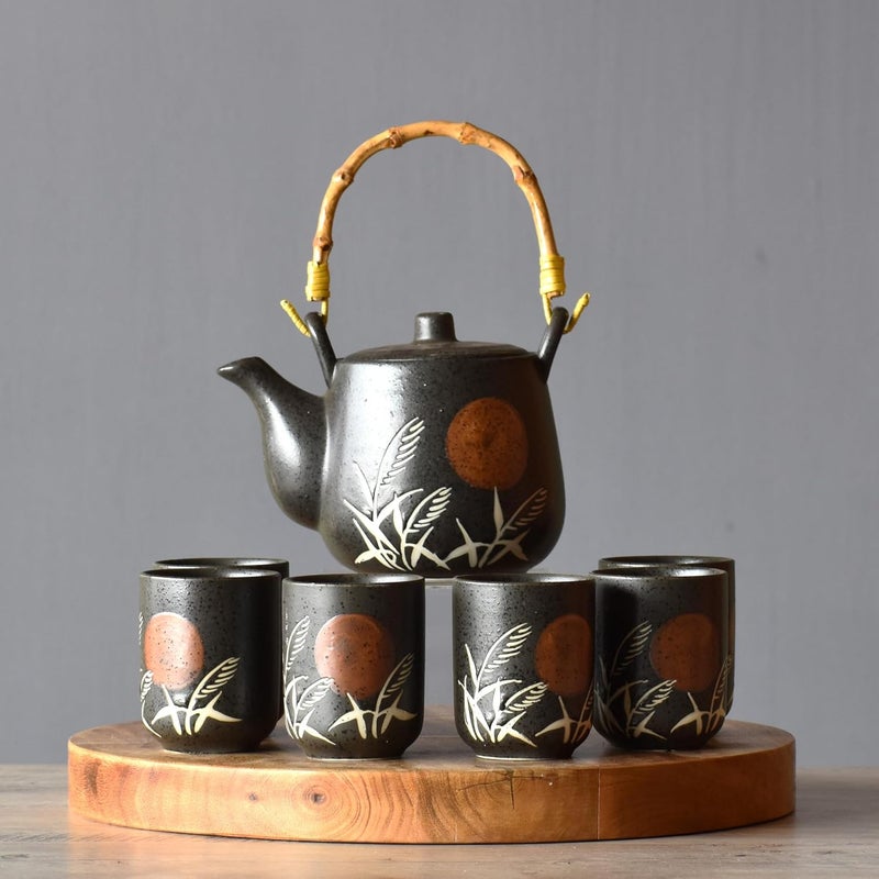 Spaces Inside Devnow Rising Sun 7Piece Tea Set with Gift Box Elegant Floral Design Perfect for Tea Lovers Home Entertaining and Gift Giving - Image 2
