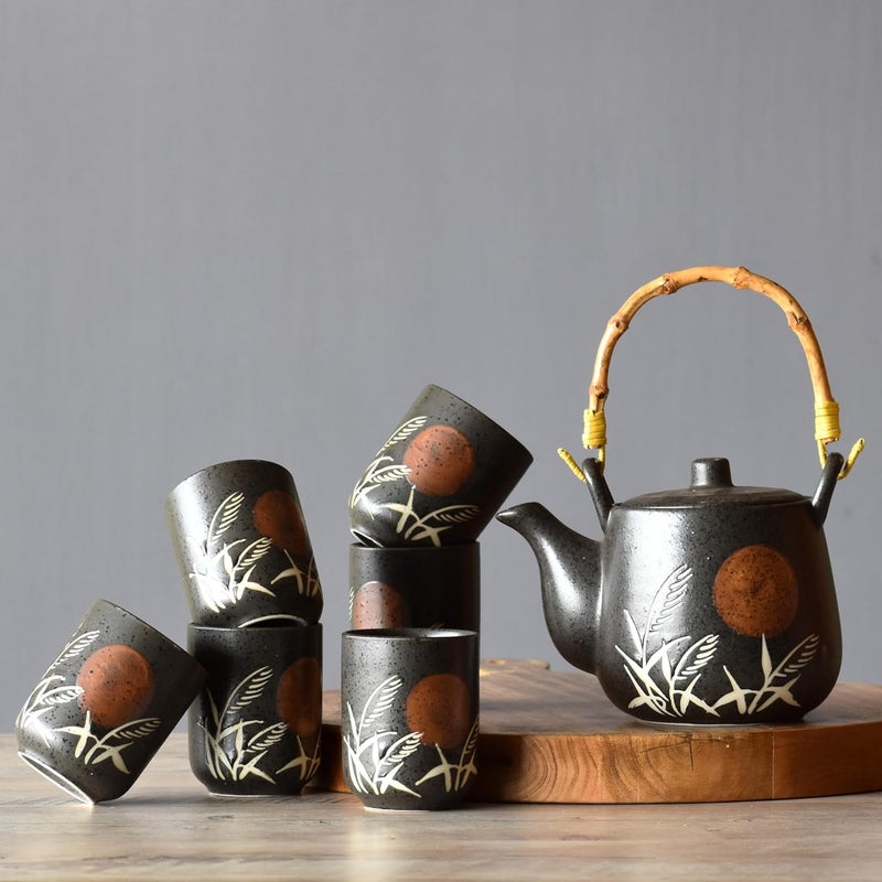 Spaces Inside Devnow Rising Sun 7Piece Tea Set with Gift Box Elegant Floral Design Perfect for Tea Lovers Home Entertaining and Gift Giving - Image 3