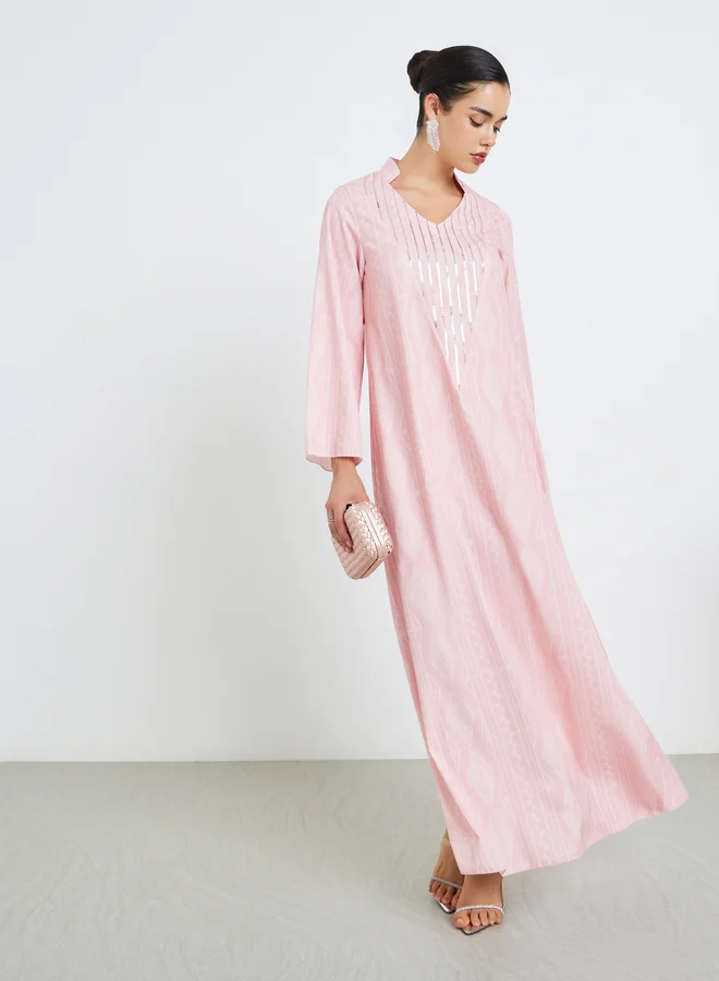 Amirah Women Pink Embellished Jalabiya