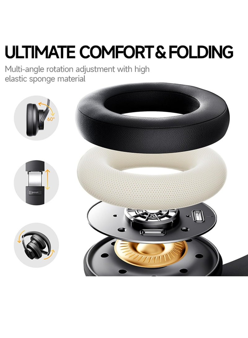 Picun Over Ear Headphones Upgraded Bluetooth V5.3 HiFi Stereo Enclosed Deep Bass No Delay Lightweight 40mm HD Driver Unit 46H Playback/Calling Noise-Canceling - Image 4