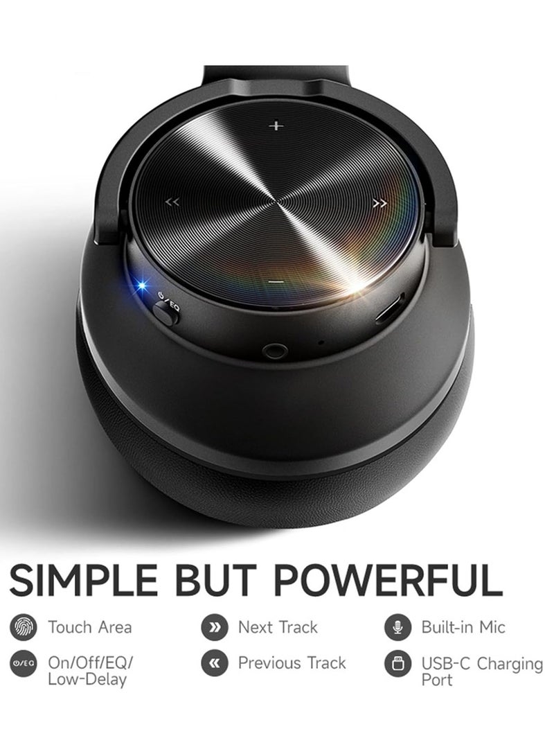 Picun Over Ear Headphones Upgraded Bluetooth V5.3 HiFi Stereo Enclosed Deep Bass No Delay Lightweight 40mm HD Driver Unit 46H Playback/Calling Noise-Canceling - Image 5