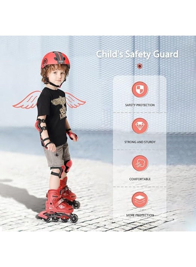 sway SKADE Bike Helmet 7 in 1 for Kids and Pads Set Adjustable Kids Bike Knee Pads Elbow Pads Wrist Guards for Scooter Skateboard Roller Skating Cycling Helmet Kids - Image 5