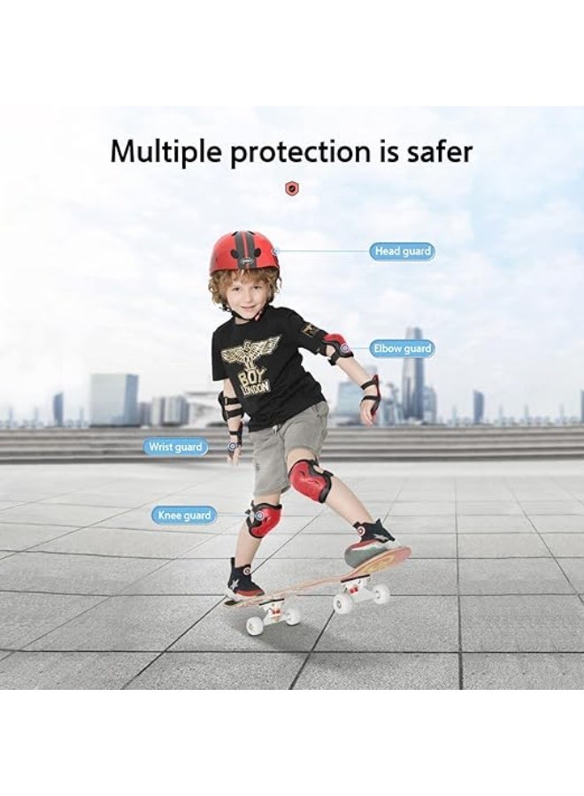 sway SKADE Bike Helmet 7 in 1 for Kids and Pads Set Adjustable Kids Bike Knee Pads Elbow Pads Wrist Guards for Scooter Skateboard Roller Skating Cycling Helmet Kids - Image 4