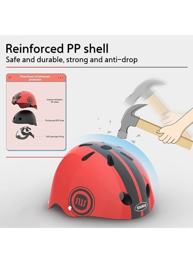 sway SKADE Bike Helmet 7 in 1 for Kids and Pads Set Adjustable Kids Bike Knee Pads Elbow Pads Wrist Guards for Scooter Skateboard Roller Skating Cycling Helmet Kids - Image 1