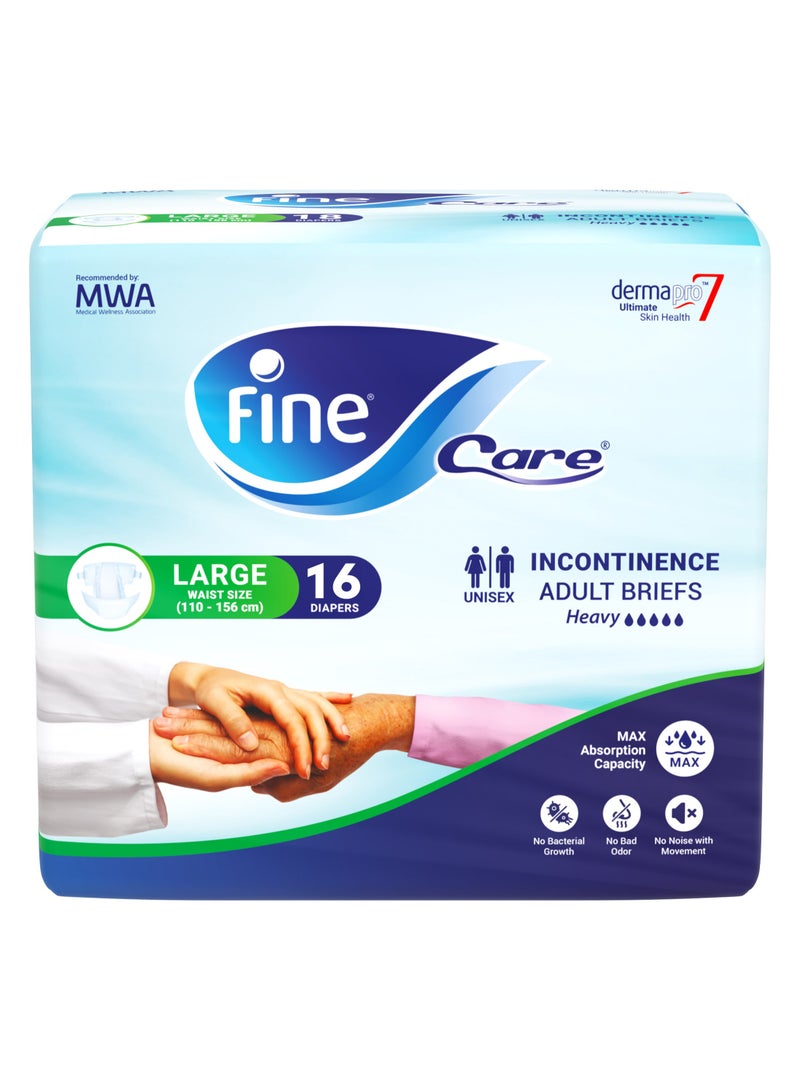 Fine Care Incontinence Unisex Waist Size 110 Adult Diaper Brief Large 16 Pads - Image 1