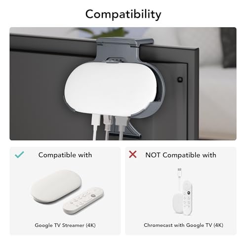 Wasserstein TV Mount for Google TV Streamer 4K - Clip Mount Holder for Google TV Streaming Box (Charcoal) - Made for Google - Image 3
