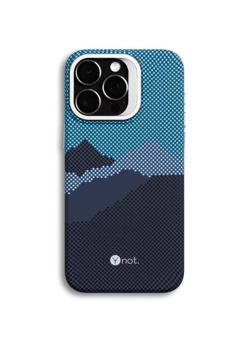 darc iPhone 15 Pro Case Carbon Fiber with MagSafe and Stand - Blue Sunset  - Image 1