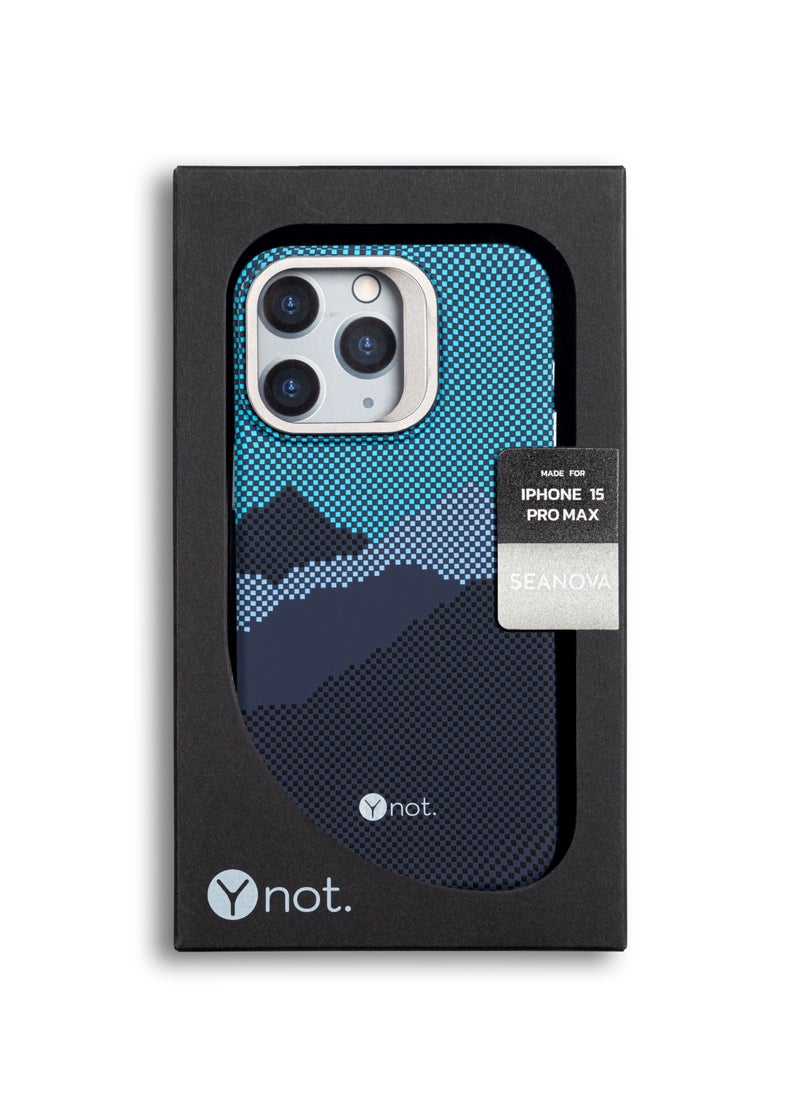 darc iPhone 15 Pro Case Carbon Fiber with MagSafe and Stand - Blue Sunset  - Image 3