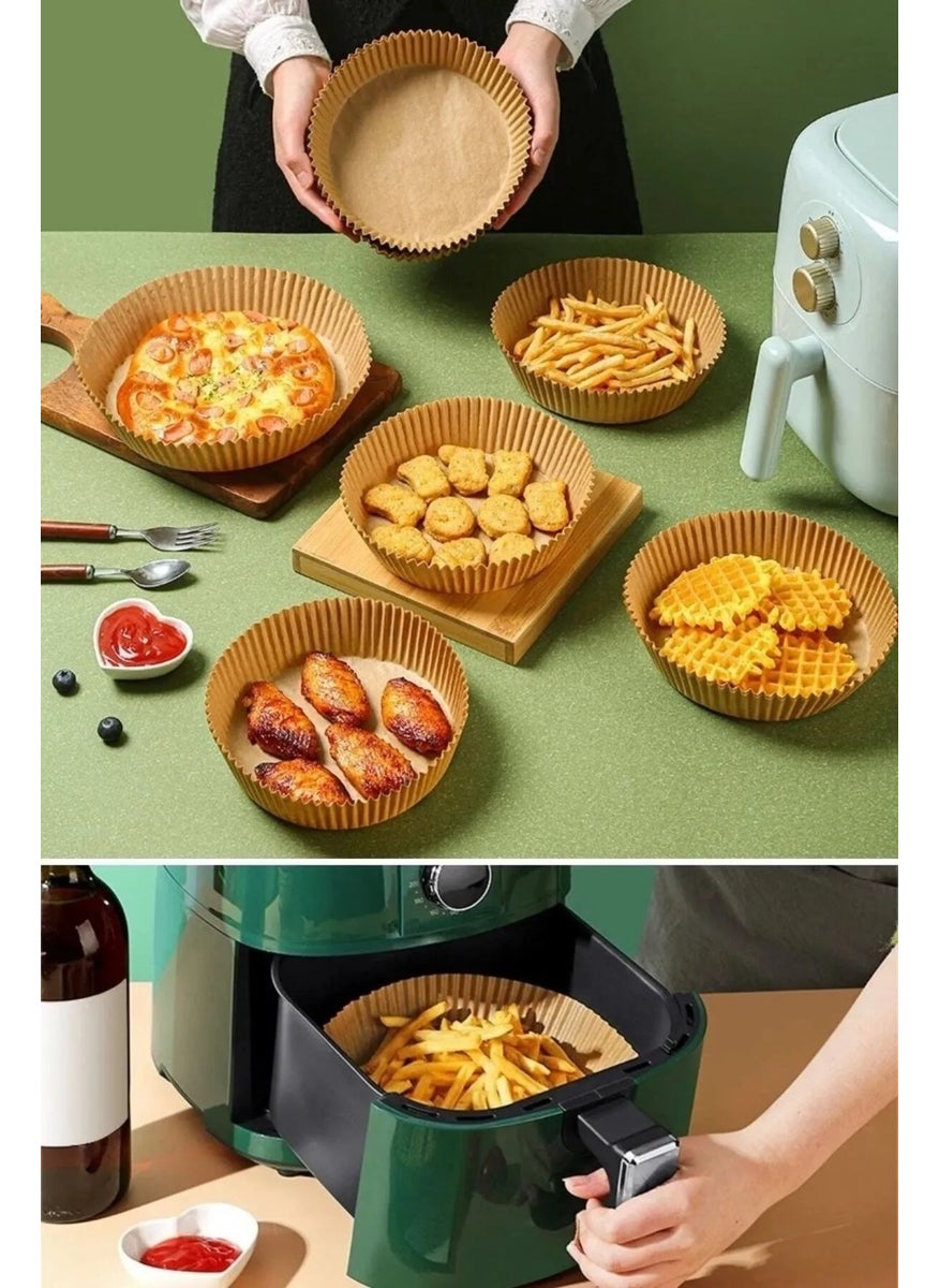 Bizimevde Air Fryer Baking Paper 100 Pieces Air Fryer, Round Model Oil-Free Compatible with All Models  - Image 2