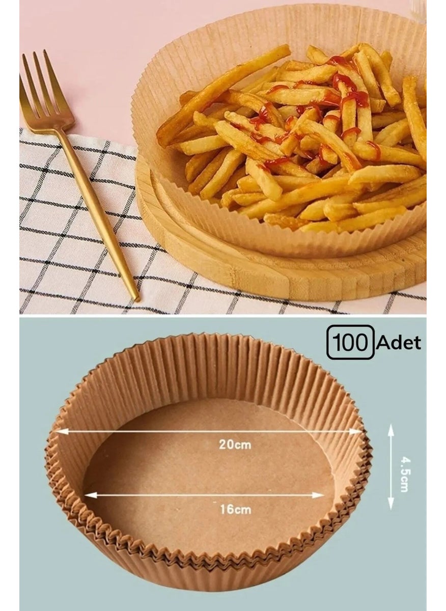 Bizimevde Air Fryer Baking Paper 100 Pieces Air Fryer, Round Model Oil-Free Compatible with All Models  - Image 5