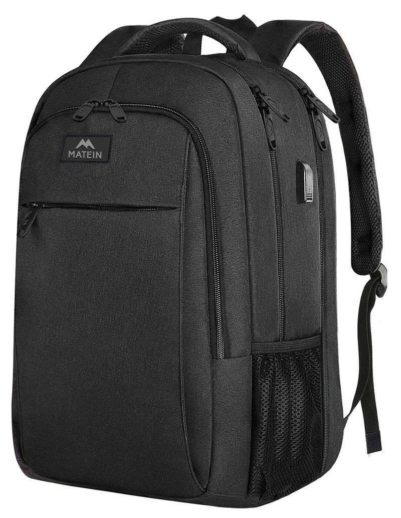 MATEIN Extra Large Backpack, 17 Inch Travel Laptop Backpack with USB Charging Port, Anti Theft TSA Friendly Business Work College Computer Backpack for Men Women, Black - Image 1