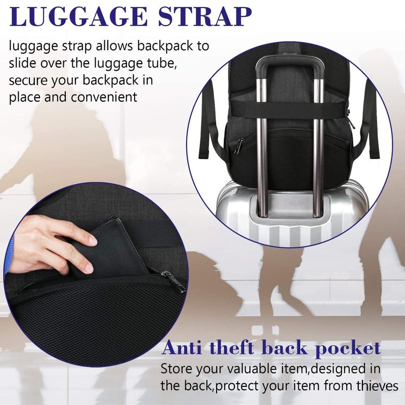 MATEIN Extra Large Backpack, 17 Inch Travel Laptop Backpack with USB Charging Port, Anti Theft TSA Friendly Business Work College Computer Backpack for Men Women, Black - Image 5