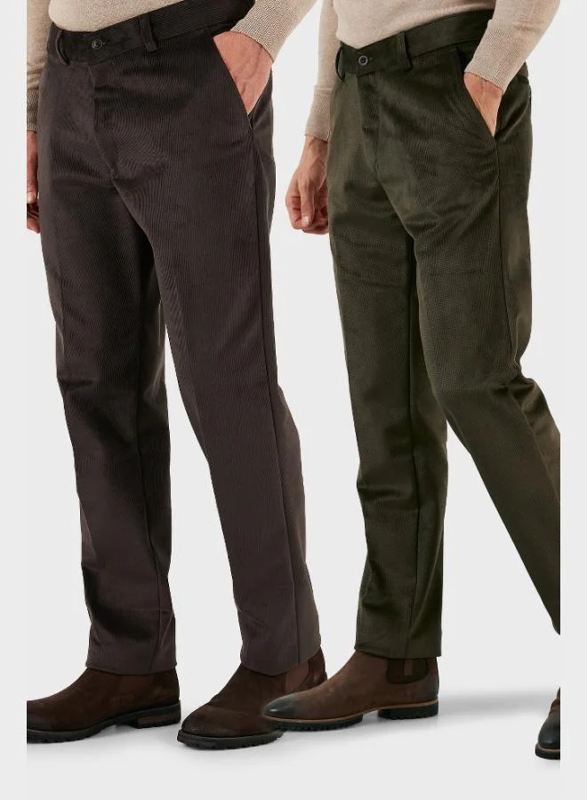 Buratti Normal Waist Regular Fit Straight Leg 2-Pack Velvet Trousers Men's VELVET TROUSERS 645MERLINS2