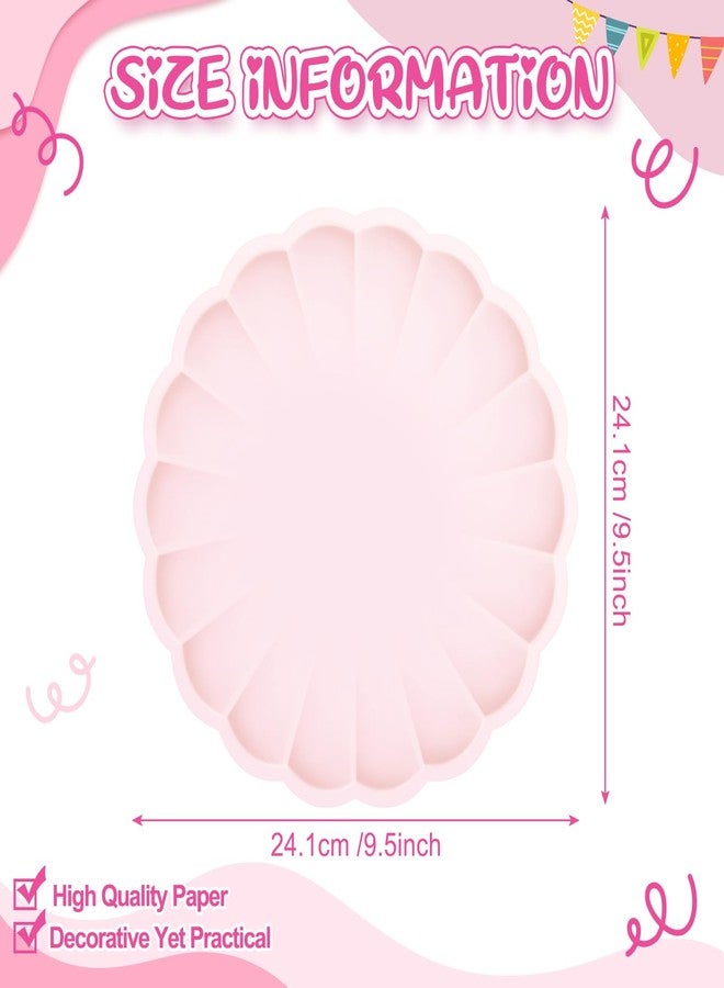 Newtay 60 Pcs Large Scalloped Paper Plates 9.5 Inch Shell Edge Disposable Dinner Plates for Birthday Wedding Baby Shower Party Decorations (Light Pink) - Image 2