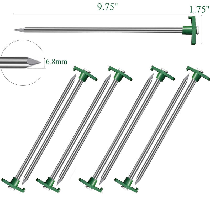 Cheardia 20 Pack Tent Stakes Heavy Duty  10.25 Inch Yard Stakes Non-Rust Metal Tent Pegs Ground Stakes Tent Spikes For Camping Patio  Garden  Canopies  Grassland  Outdoor Green - Image 2