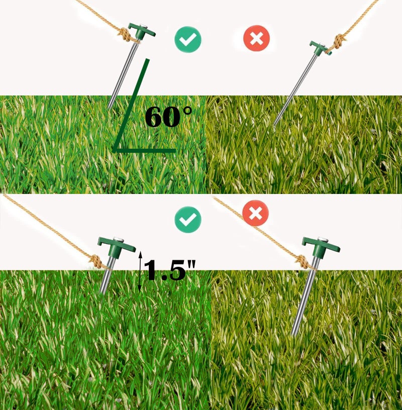 Cheardia 20 Pack Tent Stakes Heavy Duty  10.25 Inch Yard Stakes Non-Rust Metal Tent Pegs Ground Stakes Tent Spikes For Camping Patio  Garden  Canopies  Grassland  Outdoor Green - Image 3