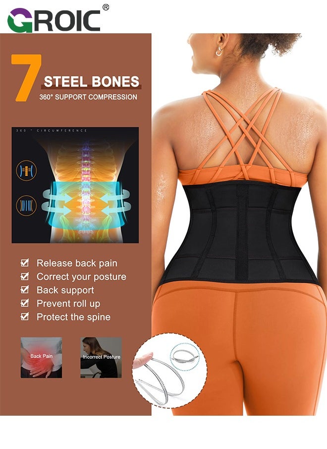 GROIC - Sweat Band Waist Trainer, Sweat Steam Waist Belt, Sweat Belt for Weight Loss, Stomach Wraps, Waist Trimmer with Pocket, Sauna Suit Slimming Waist Belly Belt Band, Sports Gym Home Waist Trainer, L - Image 1