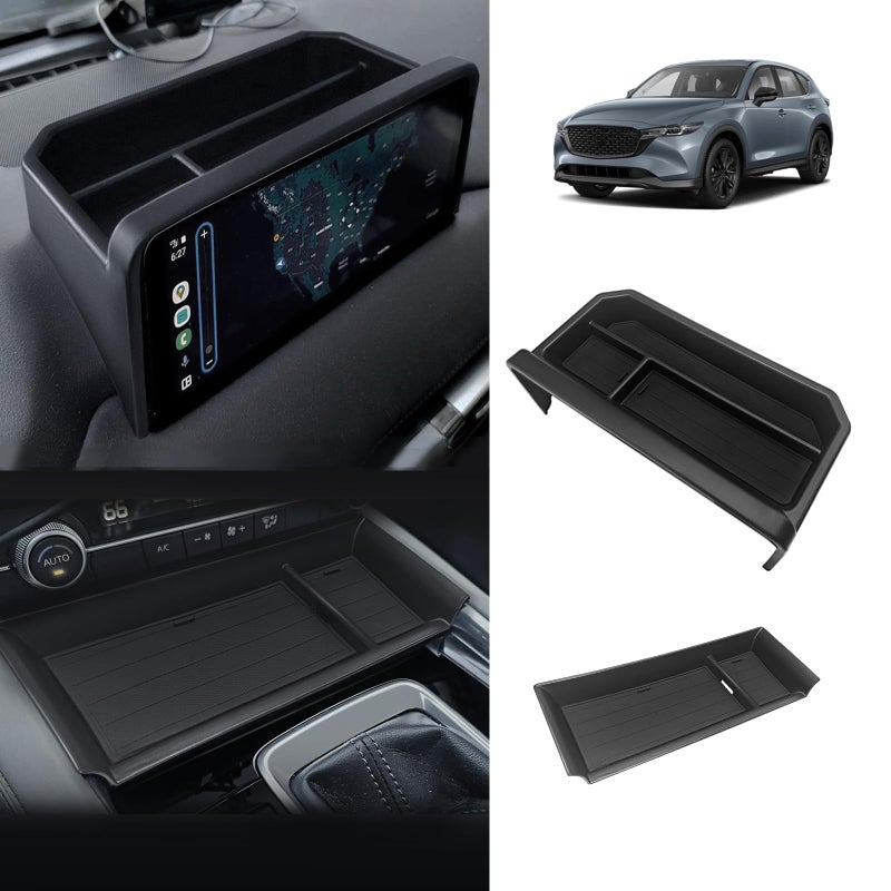 Muslogy Center Console Front Organizer Dash Storage Box Insert Tray Behind Screen Compatible with Mazda CX5 CX5 Accessories 20222025 Sunglasses Coin HolderConsole Front TrayDash Organizer