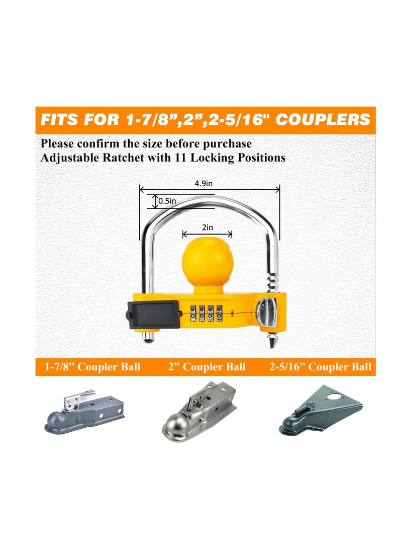 Y&D Trailer Hitch Lock with Combination Lock, SYOSI, Universal fit 1-7/8", 2", 2-5/16" Coupler, Camper Accessories for Travel Trailers Boats Trucks Rvs  - Image 2
