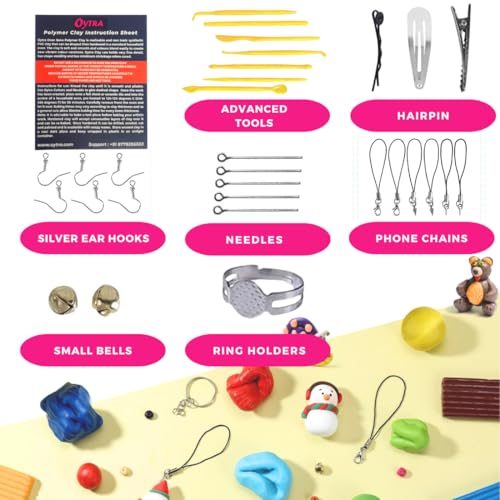 Oytra Polymer Oven Bake Clay Set 24 Colors with Jewelry Making Accessories Kit Tools Non Air Dry PVC Material Dough DIY Figurines Jewellery Sculpting Artists Beginners Professionals - Image 2