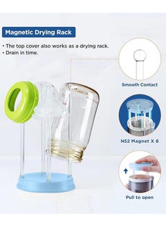 Super ZYouth Portable Bottle Brush Cleaner Set, Travel Bottle Cleaner Kit for Baby with Silicone Bottle, Nipple and Straw Brush, Stirring Head, Soap Dispenser, Drying Rack and Storage Box, Blue  - Image 4