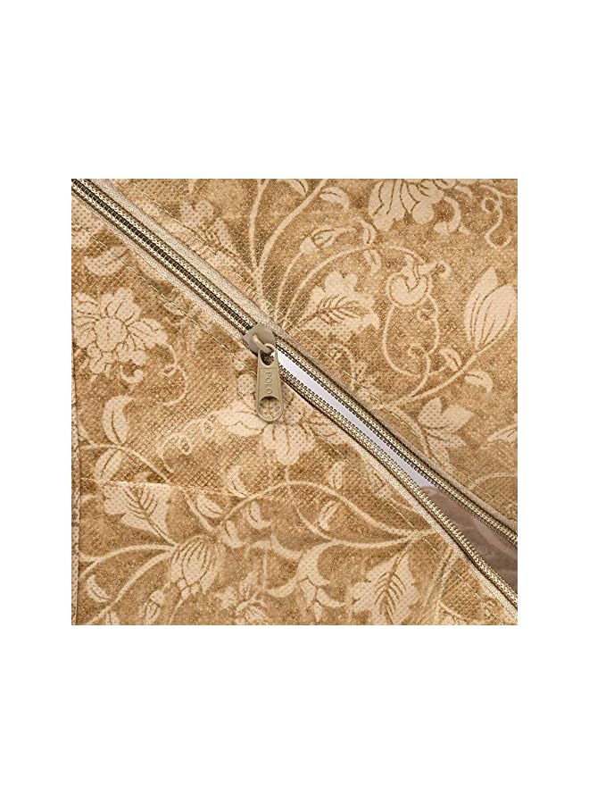 Kuber Industries Industries Metallic Print 2 Layer 3 Drawer Fabric Cube Foldable Storage Organizer Box Dressing Jewellery Organizer (Beige 31 X 22 X 30 Cm) - Image 2