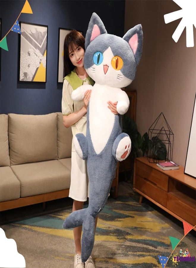TechMax Solution Shark Cat Plushies Long Throw Pillow Toy Super Soft Cartoon Shark Cat Pillow Body Sleeping Pillow Kids Hug Companionship Gift - Image 4