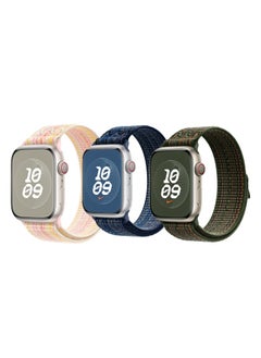 Fazza 3PCS Apple Watch  Band 49mm 45mm 44mm 42mm Nylon Woven Sport Strap  - Image 1