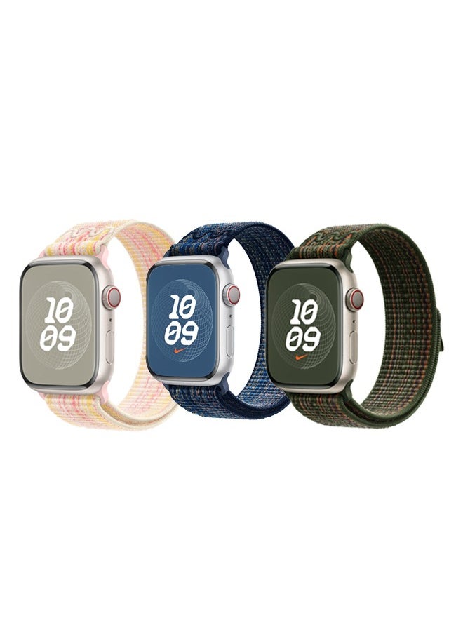 Fazza 3PCS Apple Watch  Band 49mm 45mm 44mm 42mm Nylon Woven Sport Strap  - Image 1