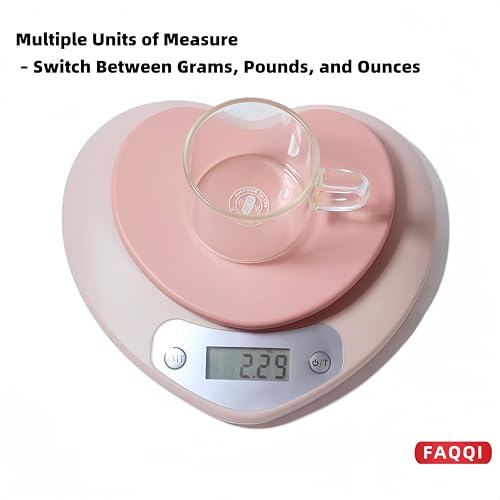 FAQQI Cute Kitchen Scale, Digital Food Scale with LCD Display, 11 lb (5kg) Capacity, 0.03 oz (1g) Precision for Baking and Cooking (Pink) - Image 5
