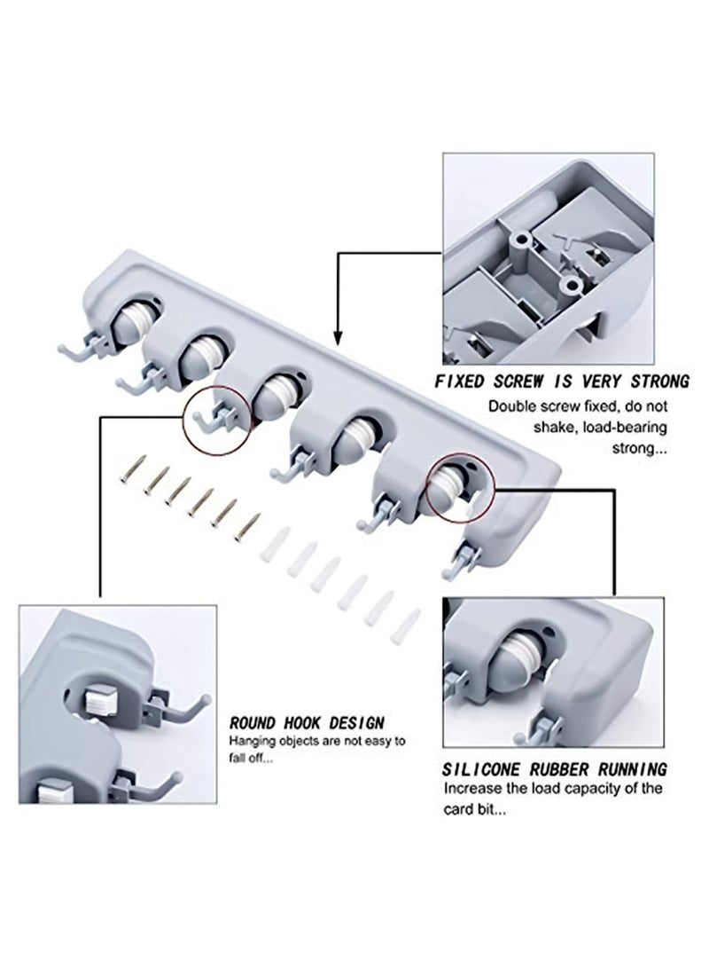 ELTRAZONE Mop And Broom Tool Holder Organizer, T56 Multipurpose Wall Mounted Non Slide Storage Hooks Racks And Towels, Keys, Tools Hanger Include Screws For Indoor, Kitchen Garden, Bathroom And Garage  - Image 2
