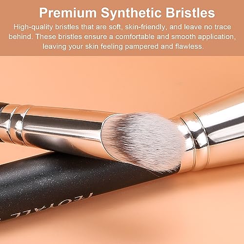 TEOYALL Under Eye Concealer Brush, Angled Contour Brush Synthetic Kabuki Brush for Concealing Blending Setting Buffing with Liquid, Cream and Powder Cosmetic (270S) - Image 2