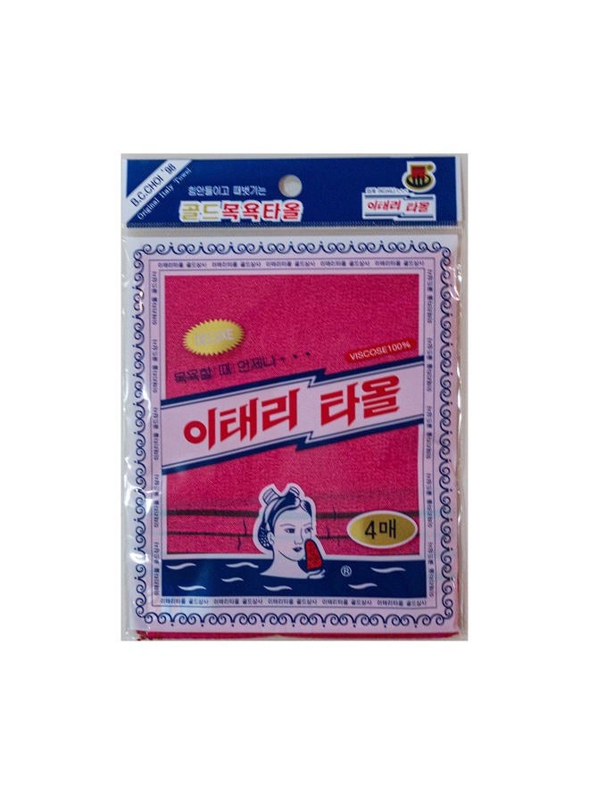 GOLDSANGSA Korean Asian Exfoliating Bath Washcloth Towel 4pcs(Red) GOLDSANGSA - Image 1