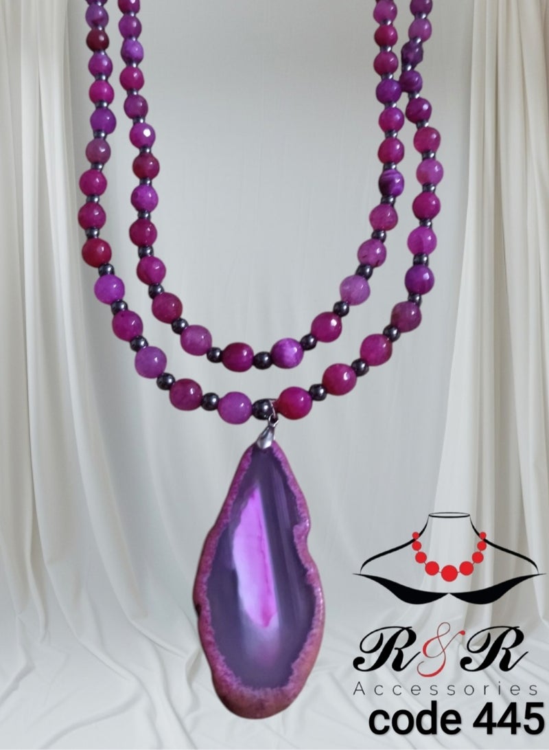 ار اند ار عقد  نسائى من العقيق الطبيعى والهيمتاديت